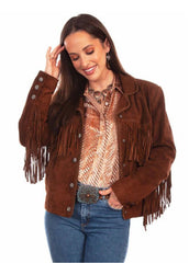 Women's Brown Suede Leather Fringe Western Jacket | Vintage Cowgirl Cowboy Tassel Jacket