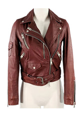 Women’s Maroon Biker Leather Jacket – Genuine Leather by The Western Jacket