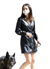 Women’s Black Wrap Genuine Leather Short Dress | The Western Jacket