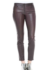 Women’s Genuine Deep Brown Leather Pants – The Western Jacket