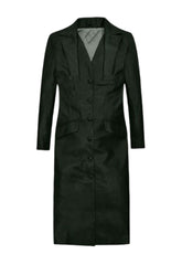 Women’s Genuine Leather Long Coat – Elegant Black Trench by The Western Jacket