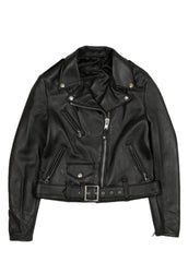 Women’s Classic Black Genuine Leather Biker Jacket – The Western Jacket