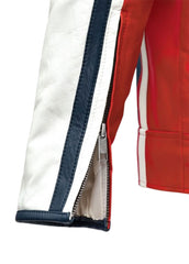 Men’s Retro Racer Leather Jacket – Red, White & Blue | The Western Jacket