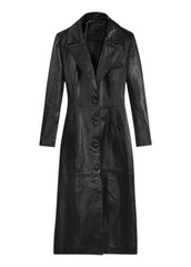 Women's Black Genuine Leather Long Coat | The Western Jacket