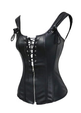 Women’s Black Leather Corset Vest – Lace-Up Gothic Western Style | The Western Jacket