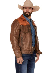 Men’s Maverick Canyon Two-Tone Brown Western Leather Jacket