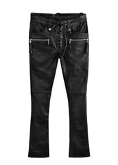 Women’s Black Genuine Leather Lace-Up Pants | The Western Jacket