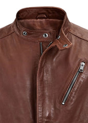 Men’s Brown Cafe Racer Leather Jacket – Classic Motorcycle Style by The Western Jacket