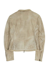 Women’s Beige Genuine Leather Jacket – The Western Jacket