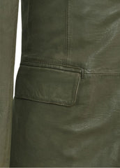 Genuine Leather Olive Tuxedo, Artisan Olive 3-Piece Leather Suit