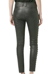 Women’s Genuine Leather Lace-Up Skinny Pants – The Western Jacket