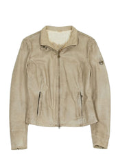 Women’s Beige Genuine Leather Jacket – The Western Jacket
