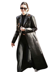 Women's Black Genuine Leather Long Coat | The Western Jacket