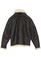 Men’s Dark Brown Shearling Aviator Leather Jacket with Cream Fur Collar | The Western Jacket