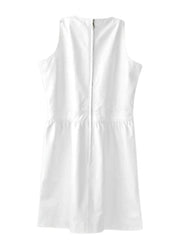 Women’s White Genuine Leather Dress with Black Bow Pockets | The Western Jacket