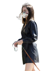 Women’s Black Wrap Genuine Leather Short Dress | The Western Jacket