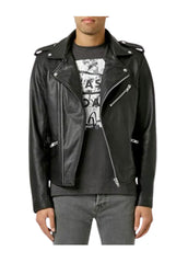 Men’s Classic Black Biker Leather Jacket