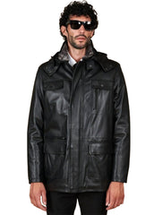 Men’s Real Leather Long Coat – Premium Black Trench Jacket by The Western Jacket