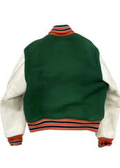 Men's Green & White Ghost Dunk Varsity Jacket | Premium Wool & Leather Baseball Letterman Jacket | The Western Jacket