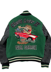 Men's Green Chevy Lover II Varsity Jacket | Premium Wool & Leather Baseball Jacket - The Western Jacket