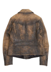 Vintage Brown Genuine Leather Biker Jacket – Women’s Classic Style | The Western Jacket