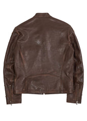 Men’s Brown Genuine Leather Star Sleeve Biker Jacket – The Western Jacket