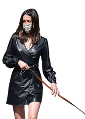 Women’s Black Wrap Genuine Leather Short Dress | The Western Jacket