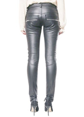 Women’s Black Genuine Leather Lace-Up Skinny Pants – The Western Jacket