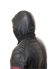 Men’s Black Hooded Biker Leather Jacket – Genuine Leather Motorcycle Style by The Western Jacket