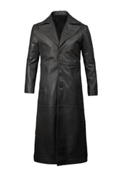 Men’s Real Leather Long Coat | Classic Black Trench by The Western Jacket