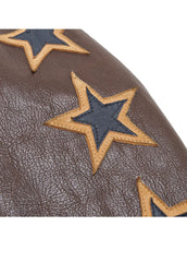 Men’s Brown Genuine Leather Star Sleeve Biker Jacket – The Western Jacket