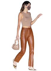 Women's High-Waist Genuine Leather Pants – The Western Jacket