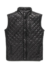 Men’s Black Quilted Leather Vest – Premium Puffer Style | The Western Jacket