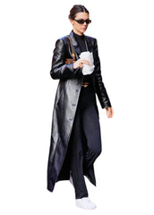 Women's Black Genuine Leather Long Coat | The Western Jacket