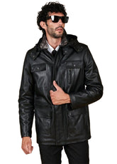 Men’s Real Leather Long Coat – Premium Black Trench Jacket by The Western Jacket