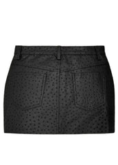 Women’s Black Ostrich-Texture Leather Mini Skirt – Genuine Leather by The Western Jacket
