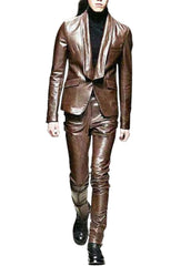 Men's Classic Brown Leather Suit