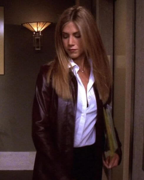 Friends Rachel Green Outfit Maroon Leather Coat