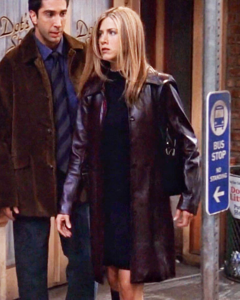 Friends Rachel Green Outfit Maroon Leather Coat
