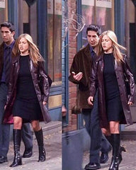 Friends Rachel Green Outfit Maroon Leather Coat
