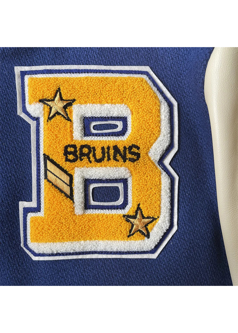 UCLA Bruins Varsity Jacket Men Navy Blue Wool & Leather Sleeve Western College Jacket | The Western Jacket