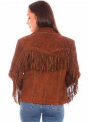 Women's Brown Suede Leather Fringe Western Jacket | Vintage Cowgirl Cowboy Tassel Jacket
