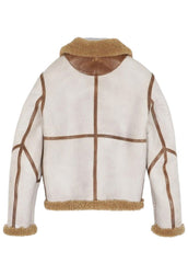Men's Arctic White Shearling Aviator Leather Jacket – Premium Winter B3 Bomber Coat