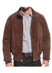 Men’s Brown Suede Leather Bomber Jacket – Classic Western Style by The Western Jacket