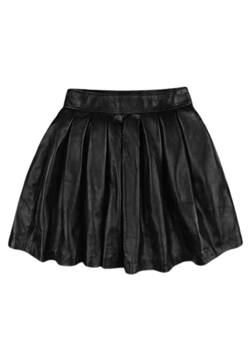 Women's Genuine Leather Pleated Mini Skirt by The Western Jacket