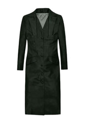 Women’s Genuine Leather Long Coat – Elegant Black Trench by The Western Jacket