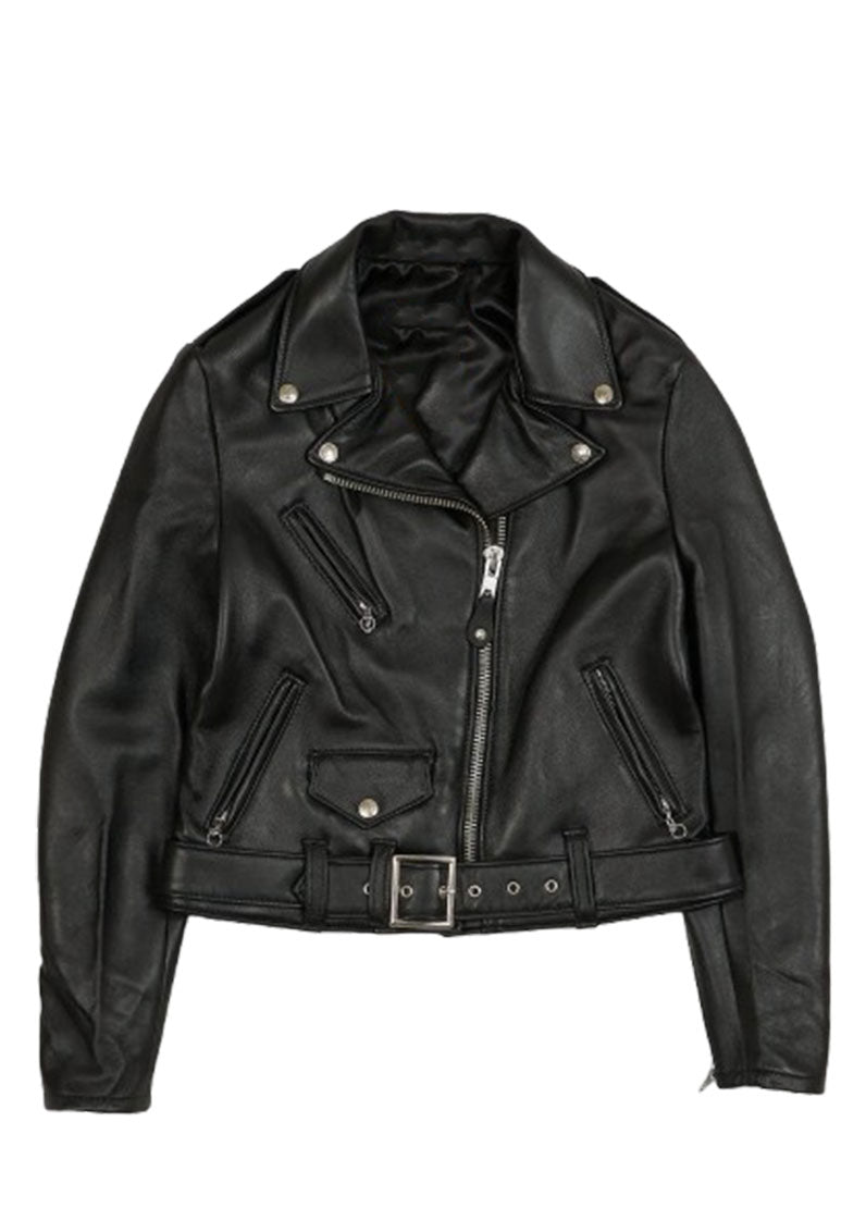 Women’s Classic Black Genuine Leather Biker Jacket – The Western Jacket