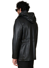Men’s Real Leather Long Coat – Premium Black Trench Jacket by The Western Jacket