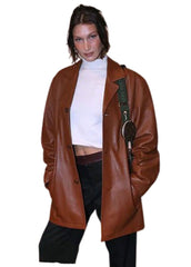 Women’s Classic Brown Genuine Leather Long Coat | The Western Jacket