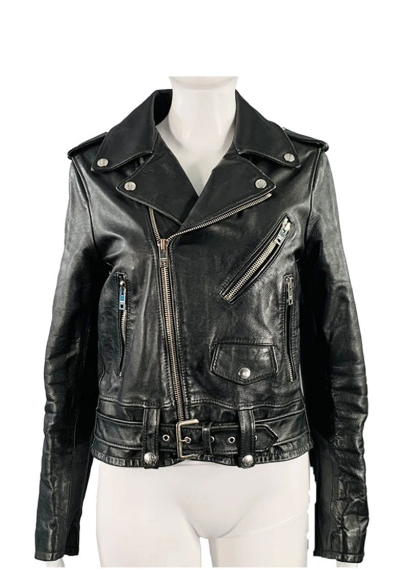 Women’s Classic Black Genuine Leather Biker Jacket – The Western Jacket